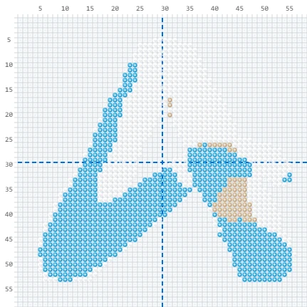 Actual exported PNG of the Aelrox logo bead pattern with grid and rulers